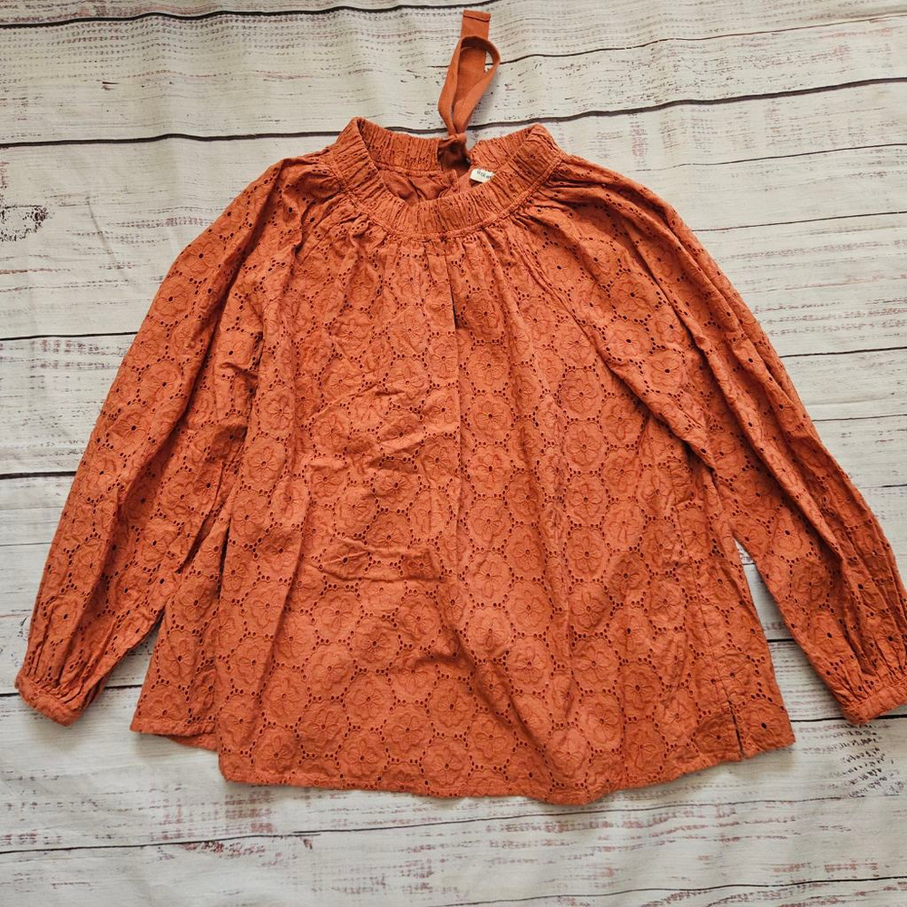 Roller Rabbit Terracotta Eyelet Glyn Blouson Cotton Top Womens Large